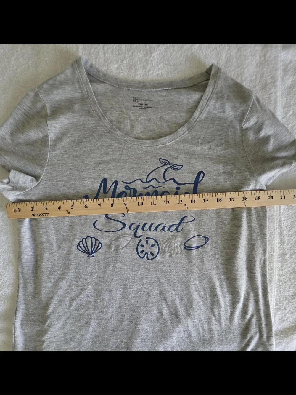No Boundaries Light Gray Mermaid Squad Graphic Tee - Blue Print